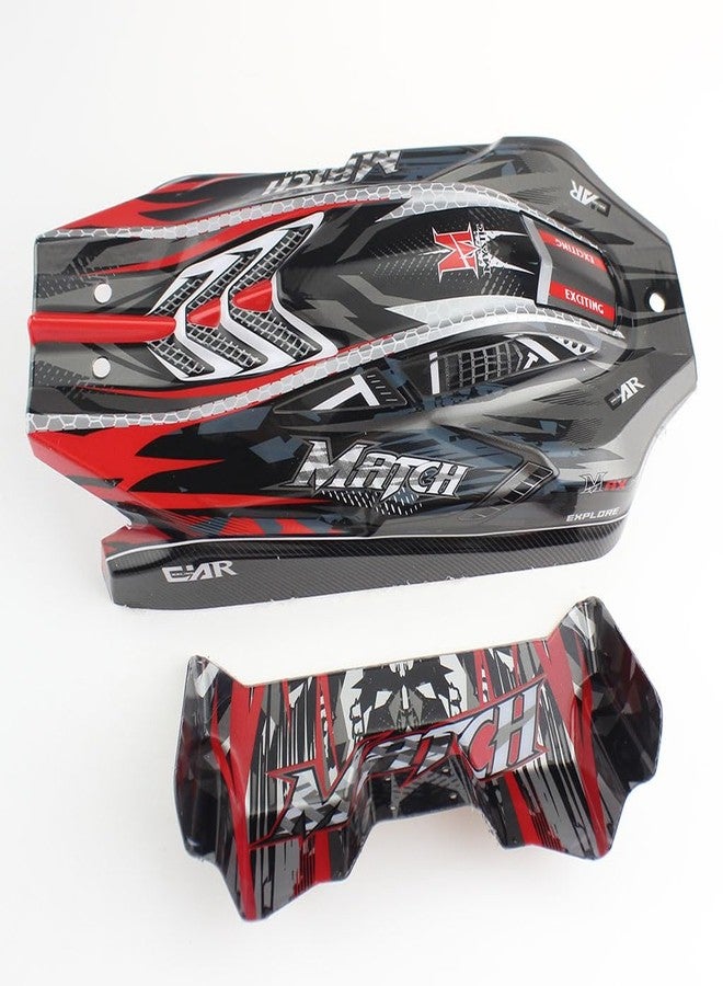 KingVal Replacement RC Car Shell Cover RC Spare Parts Compatible with WLtoys 124010 RC Car (Black-Red) - Image 2